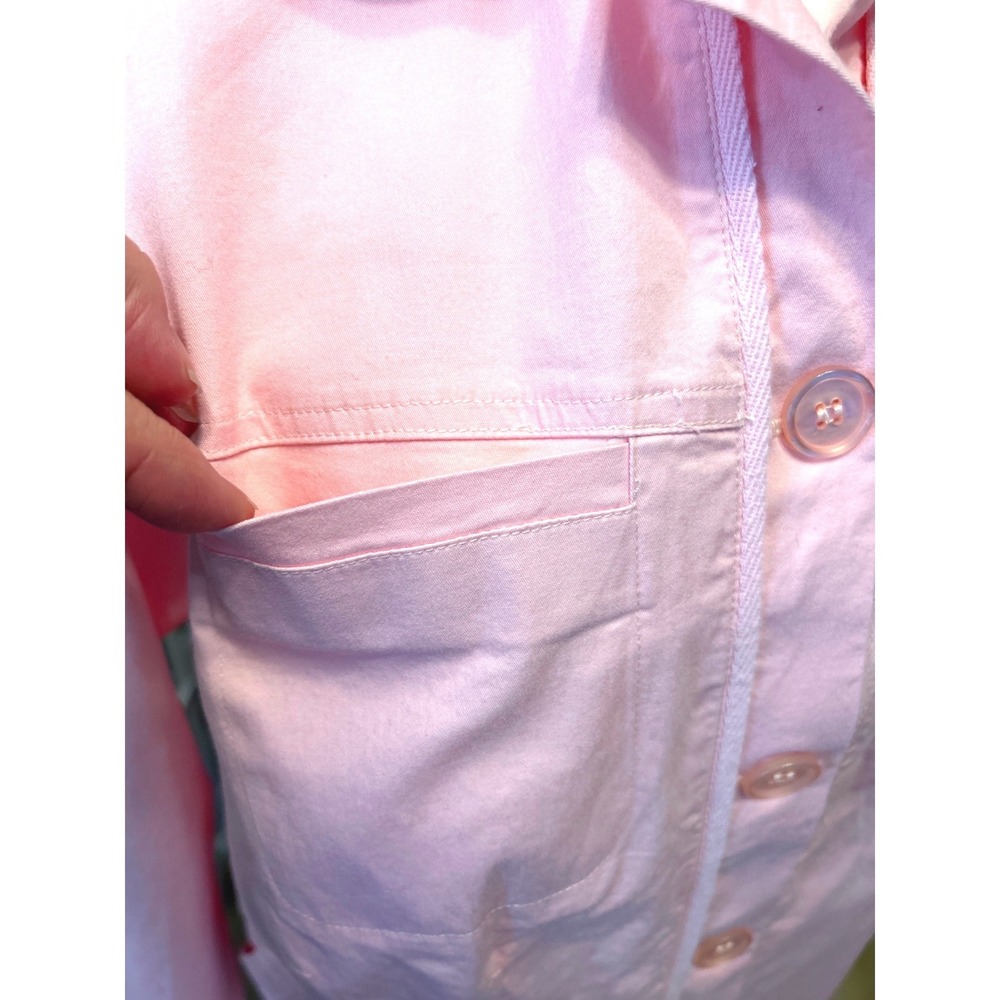 Peck & Peck Pink Denim Jacket Sz M Floral Lace Embroidered Stretch Cotton - Picture 9 of 12